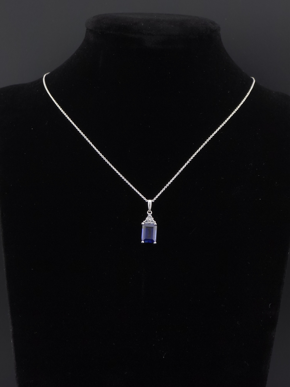 Elegant Silver Necklace with Blue & White Sapphire Pendant